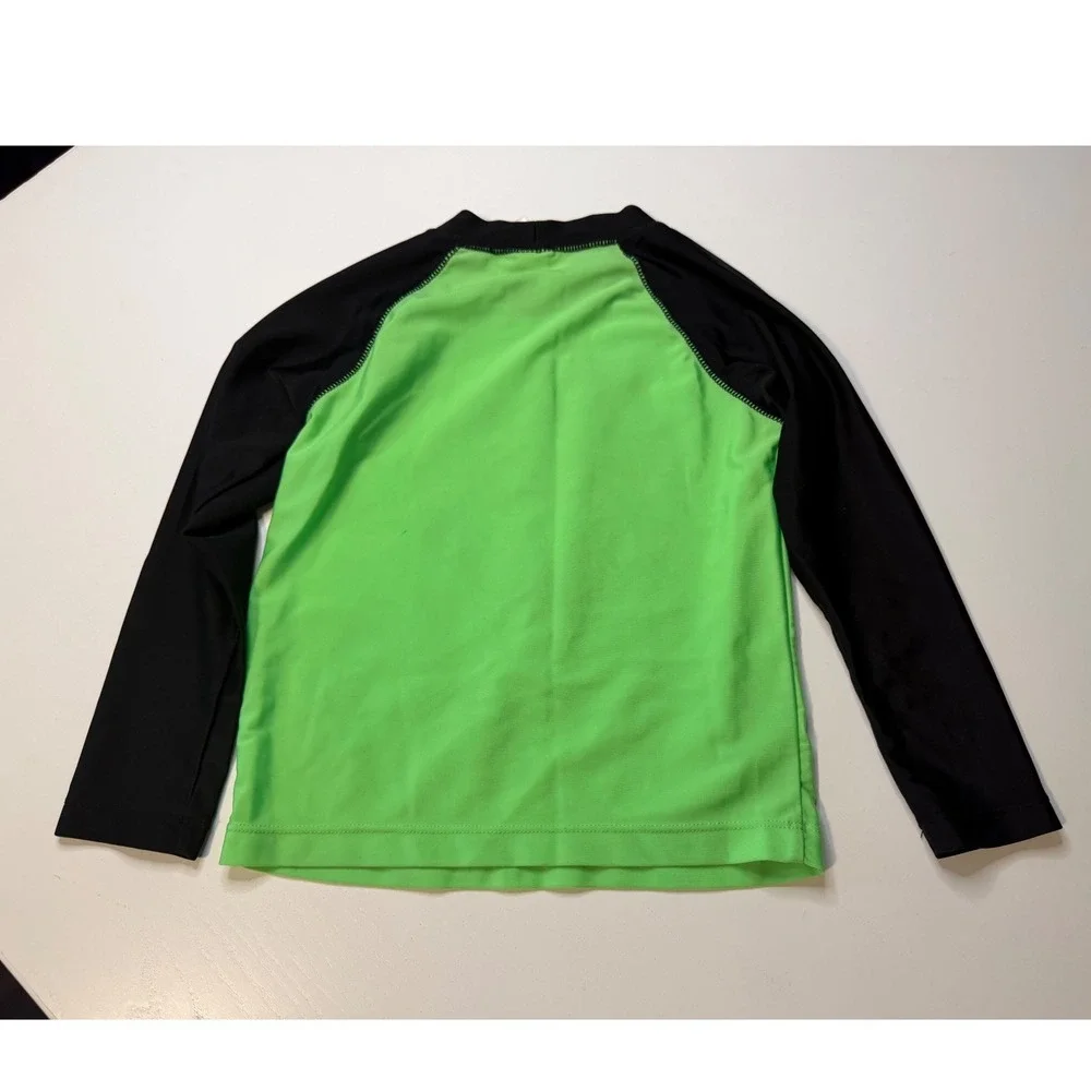 OshKosh Bgosh Boys 4T Rash Guard Long Sleeve Green Black Coral Bay Surf Riders